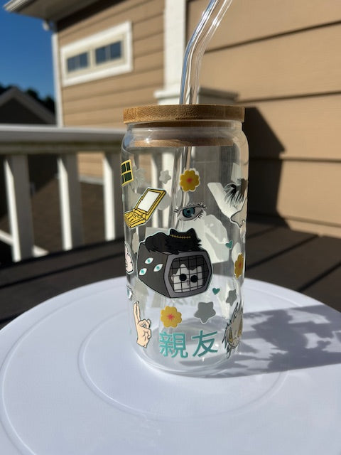 Anime Cat Iced Coffee Tumbelr with Lid and Straw