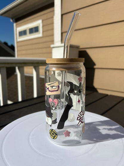 Anime Cat Iced Coffee Tumbelr with Lid and Straw