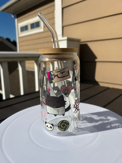 Anime Cat Iced Coffee Tumbelr with Lid and Straw