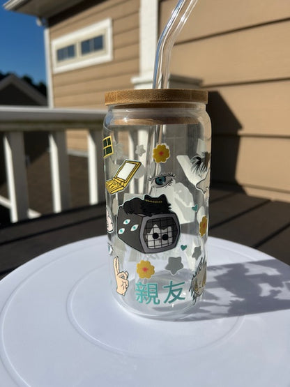 Anime Cat Iced Coffee Tumbelr with Lid and Straw