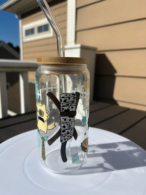 Anime Cat Iced Coffee Tumbelr with Lid and Straw